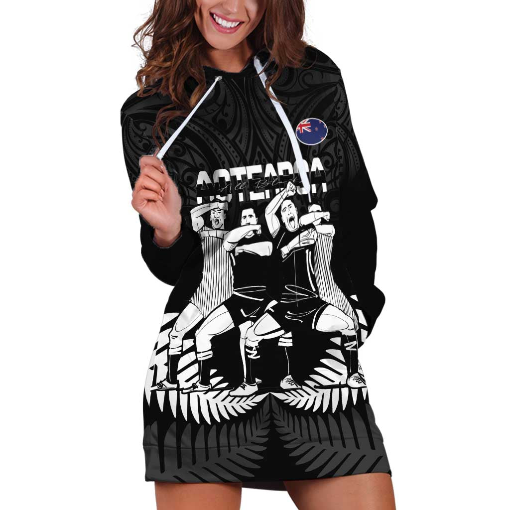 New Zealand Silver Fern Rugby Hoodie Dress Haka Dance With Aotearoa Maori Pattern