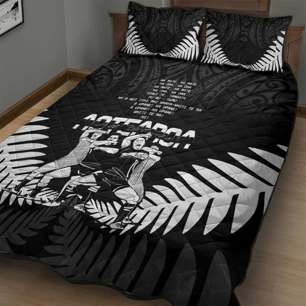 New Zealand Silver Fern Rugby Quilt Bed Set Haka Dance With Aotearoa Maori Pattern