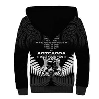 New Zealand Silver Fern Rugby Sherpa Hoodie Haka Dance With Aotearoa Maori Pattern