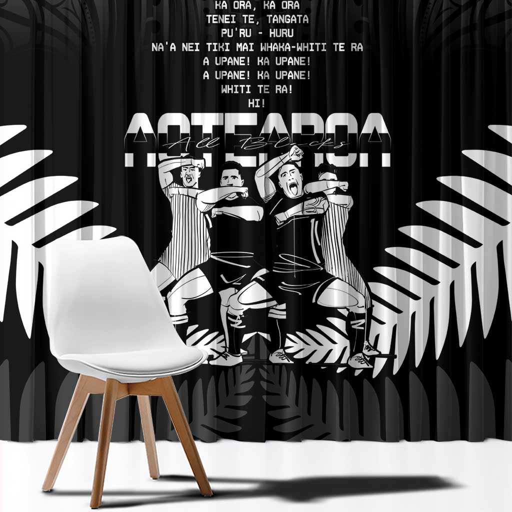 New Zealand Silver Fern Rugby Window Curtain Haka Dance With Aotearoa Maori Pattern