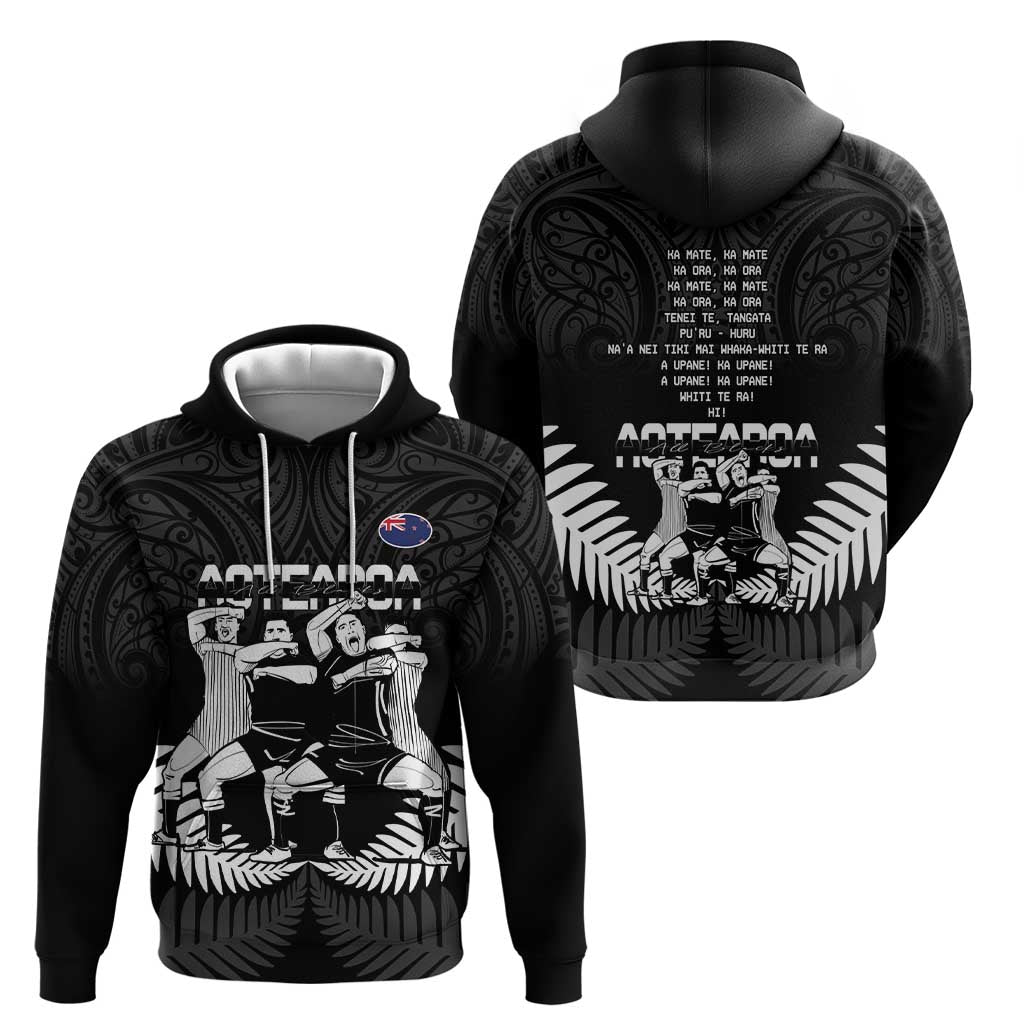 New Zealand Silver Fern Rugby Zip Hoodie Haka Dance With Aotearoa Maori Pattern