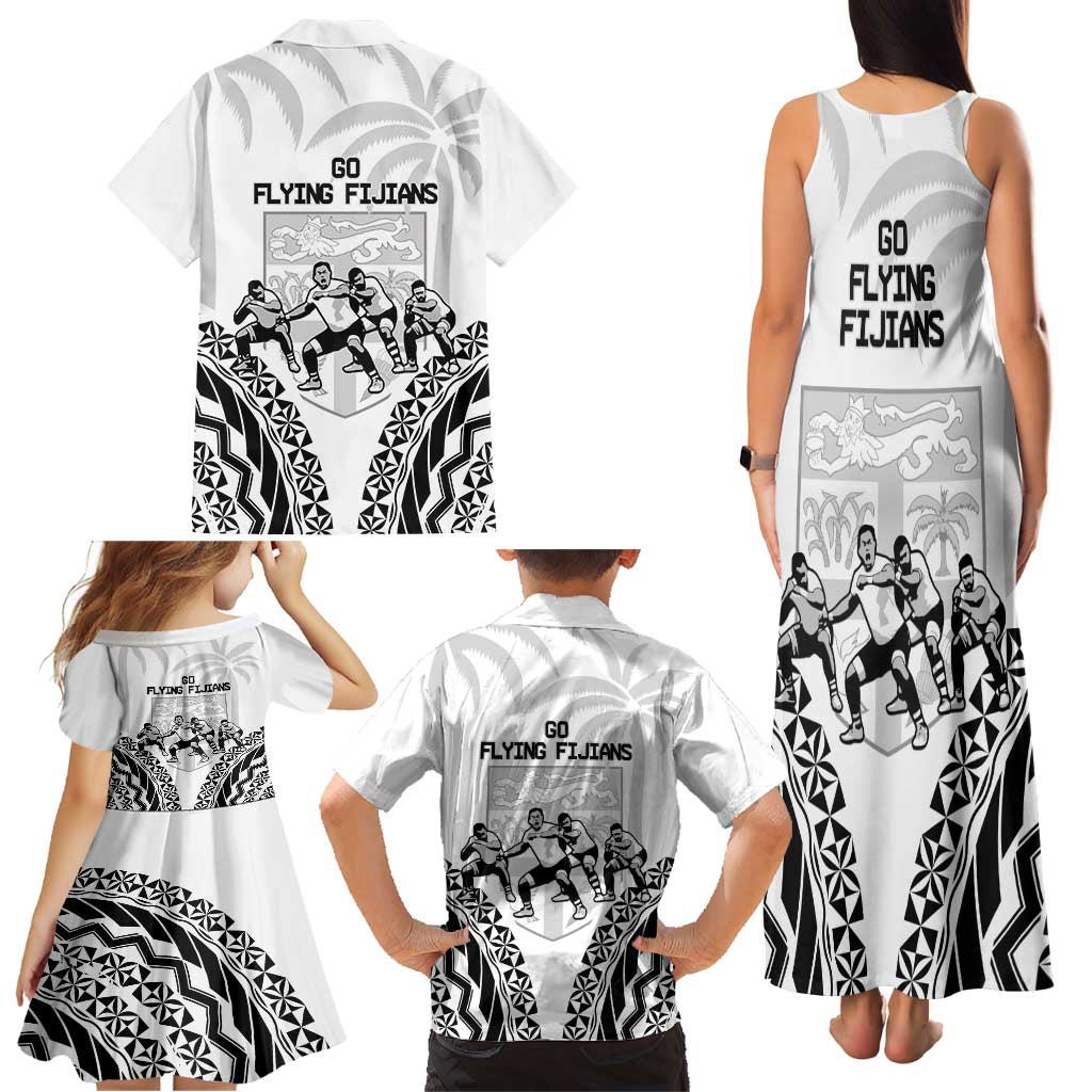 Fiji Tapa Rugby Family Matching Tank Maxi Dress and Hawaiian Shirt Cibi Dance With Fijian Pattern