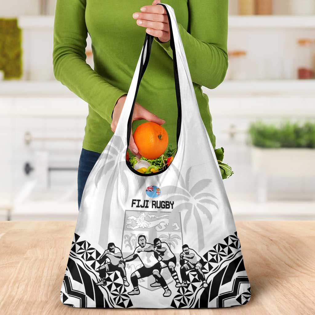 Fiji Tapa Rugby Grocery Bag Cibi Dance With Fijian Pattern