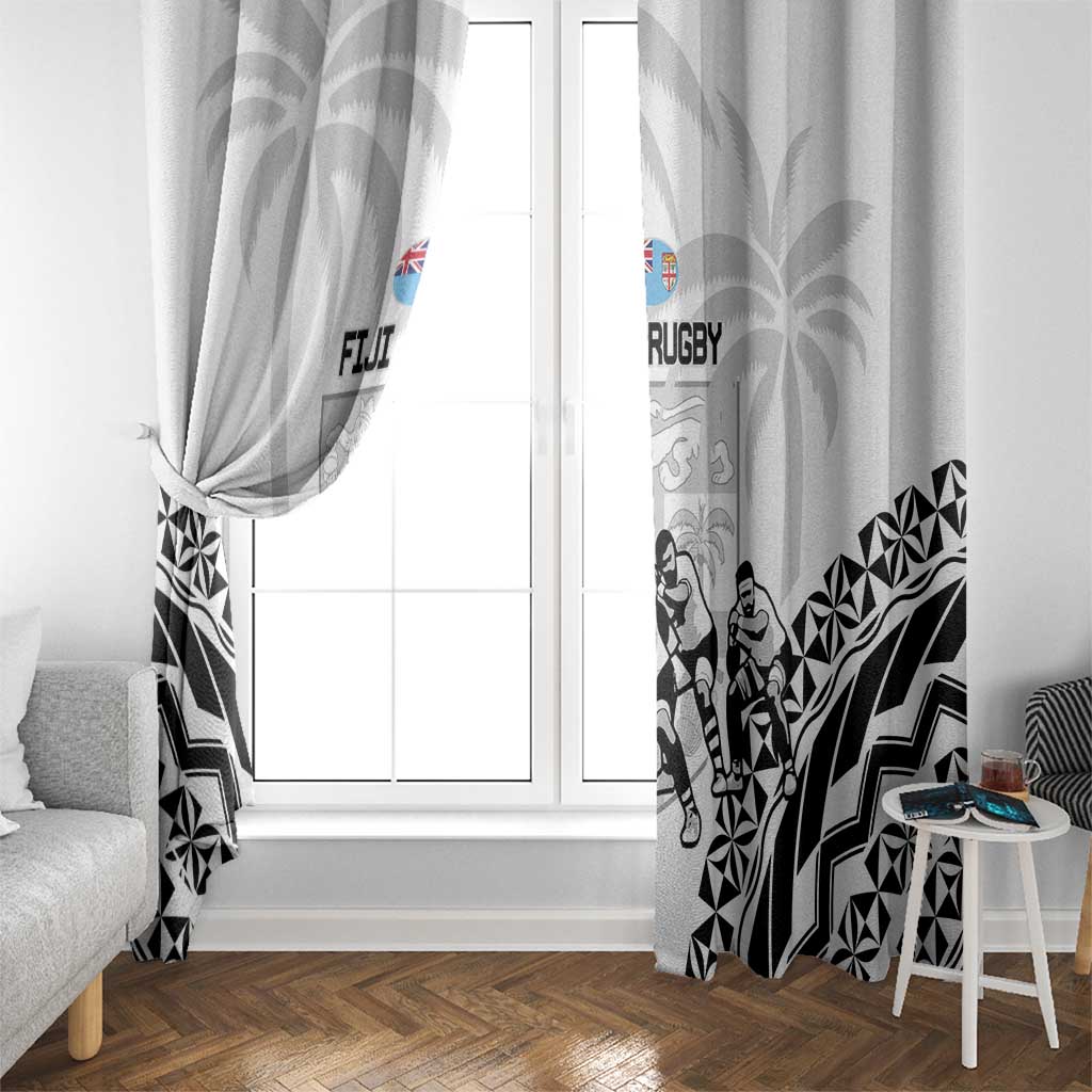Fiji Tapa Rugby Window Curtain Cibi Dance With Fijian Pattern