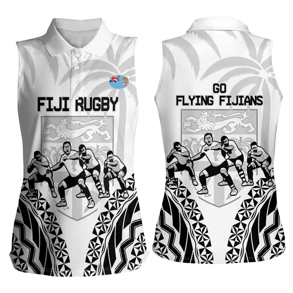 Fiji Tapa Rugby Women Sleeveless Polo Shirt Cibi Dance With Fijian Pattern