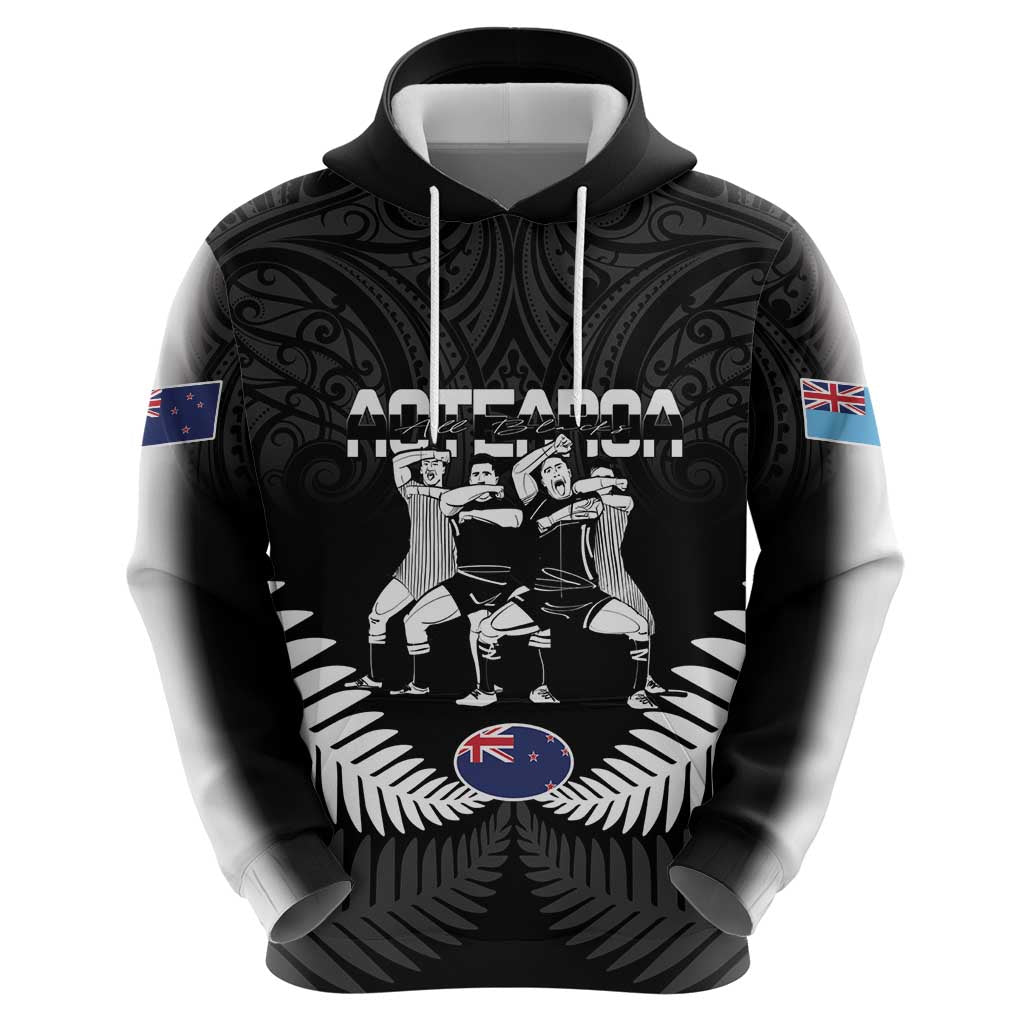 New Zealand And Fiji Tapa Rugby Hoodie Haka Dance Mix Cibi Dance Together