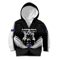 New Zealand And Fiji Tapa Rugby Kid Hoodie Haka Dance Mix Cibi Dance Together