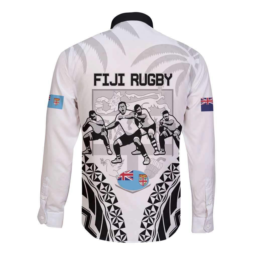 New Zealand And Fiji Tapa Rugby Long Sleeve Button Shirt Haka Dance Mix Cibi Dance Together