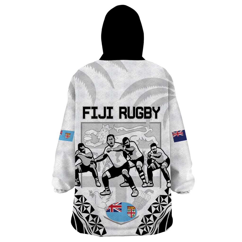 New Zealand And Fiji Tapa Rugby Wearable Blanket Hoodie Haka Dance Mix Cibi Dance Together