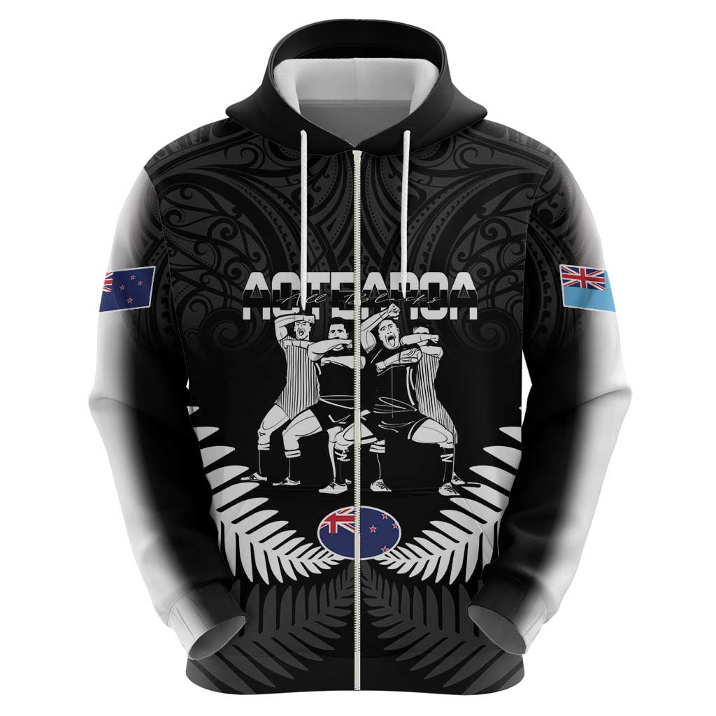 New Zealand And Fiji Tapa Rugby Zip Hoodie Haka Dance Mix Cibi Dance Together LT14 - Polynesian Pride