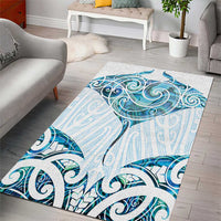 New Zealand Manta Ray Tattoo Area Rug Aotearoa Maori Haehae Paua Shell - Polynesian Pride