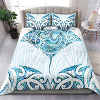 New Zealand Manta Ray Tattoo Bedding Set Aotearoa Maori Haehae Paua Shell - Polynesian Pride