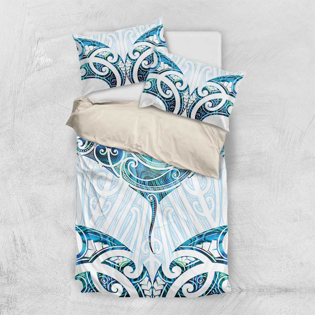New Zealand Manta Ray Tattoo Bedding Set Aotearoa Maori Haehae Paua Shell - Polynesian Pride