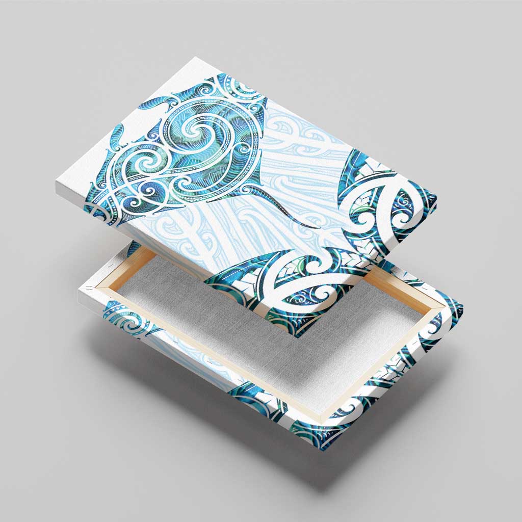 New Zealand Manta Ray Tattoo Canvas Wall Art Aotearoa Maori Haehae Paua Shell - Polynesian Pride