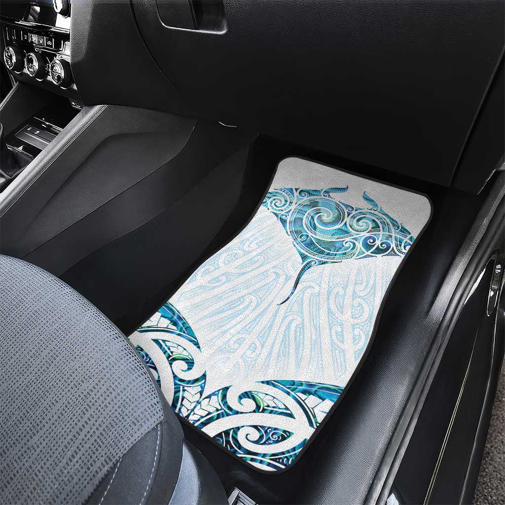 New Zealand Manta Ray Tattoo Car Mats Aotearoa Maori Haehae Paua Shell - Polynesian Pride