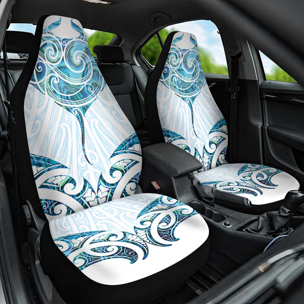 New Zealand Manta Ray Tattoo Car Seat Cover Aotearoa Maori Haehae Paua Shell - Polynesian Pride