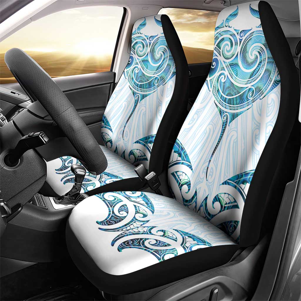 New Zealand Manta Ray Tattoo Car Seat Cover Aotearoa Maori Haehae Paua Shell - Polynesian Pride