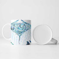New Zealand Manta Ray Tattoo Ceramic Mug Aotearoa Maori Haehae Paua Shell - Polynesian Pride