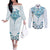New Zealand Manta Ray Tattoo Couples Matching Off The Shoulder Long Sleeve Dress and Long Sleeve Button Shirt Aotearoa Maori Haehae Paua Shell - Polynesian Pride