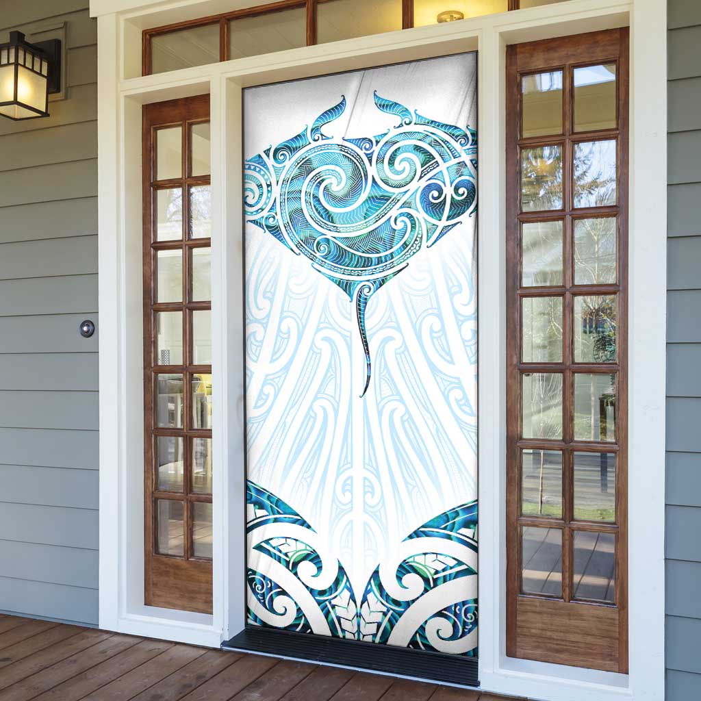 New Zealand Manta Ray Tattoo Door Cover Aotearoa Maori Haehae Paua Shell - Polynesian Pride