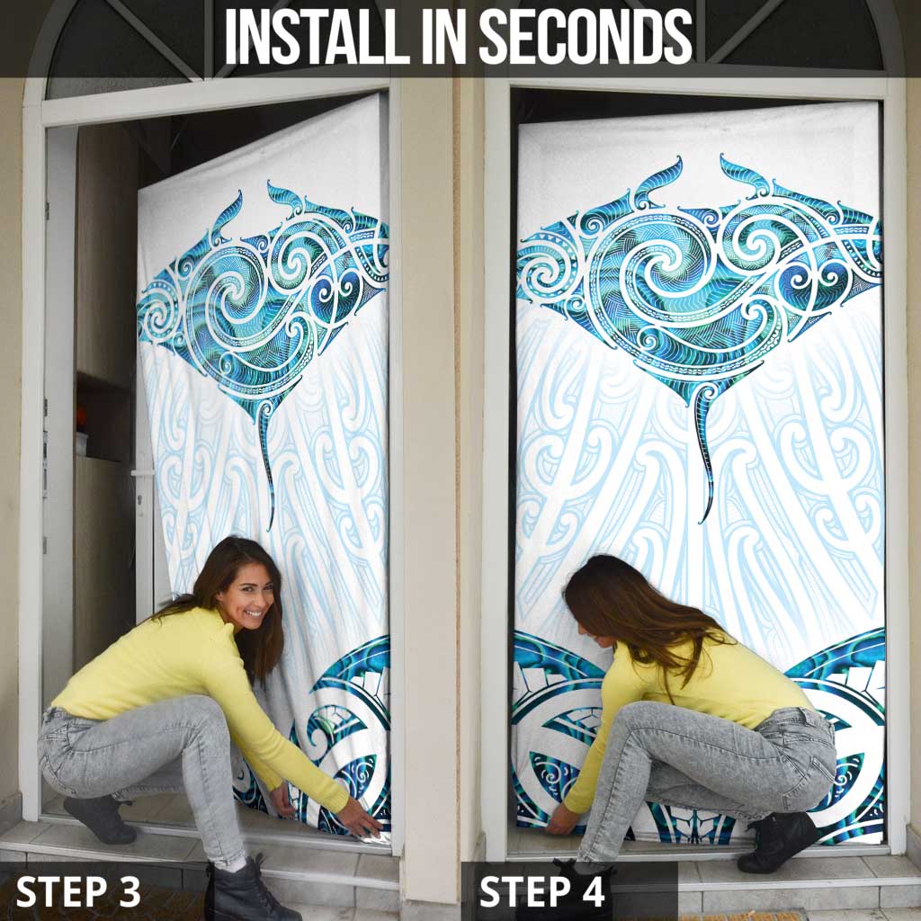 New Zealand Manta Ray Tattoo Door Cover Aotearoa Maori Haehae Paua Shell - Polynesian Pride