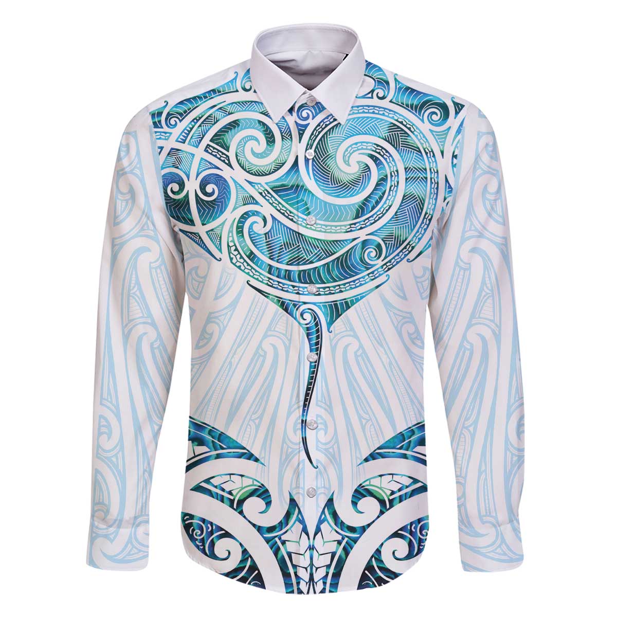 New Zealand Manta Ray Tattoo Family Matching Off The Shoulder Long Sleeve Dress and Hawaiian Shirt Aotearoa Maori Haehae Paua Shell - Polynesian Pride