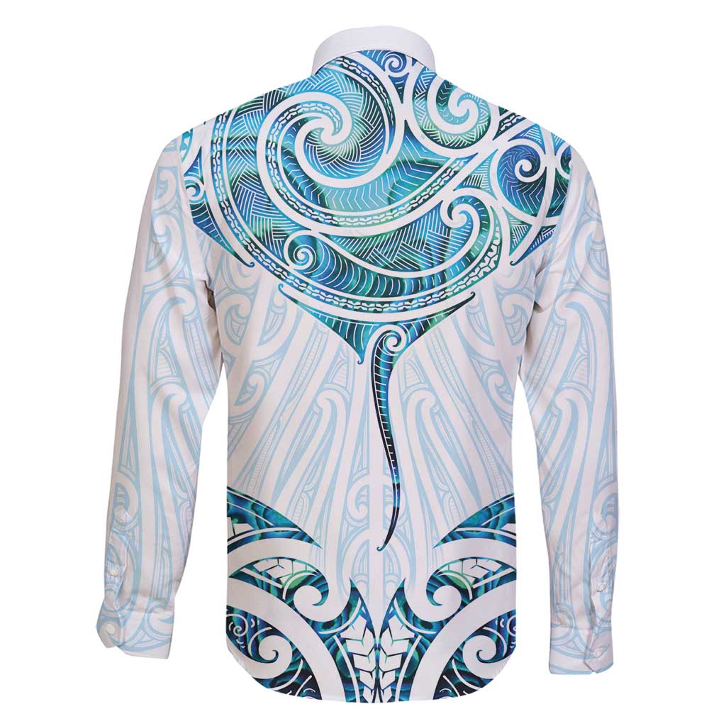 New Zealand Manta Ray Tattoo Family Matching Off Shoulder Short Dress and Hawaiian Shirt Aotearoa Maori Haehae Paua Shell - Polynesian Pride