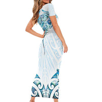 New Zealand Manta Ray Tattoo Family Matching Short Sleeve Bodycon Dress and Hawaiian Shirt Aotearoa Maori Haehae Paua Shell - Polynesian Pride