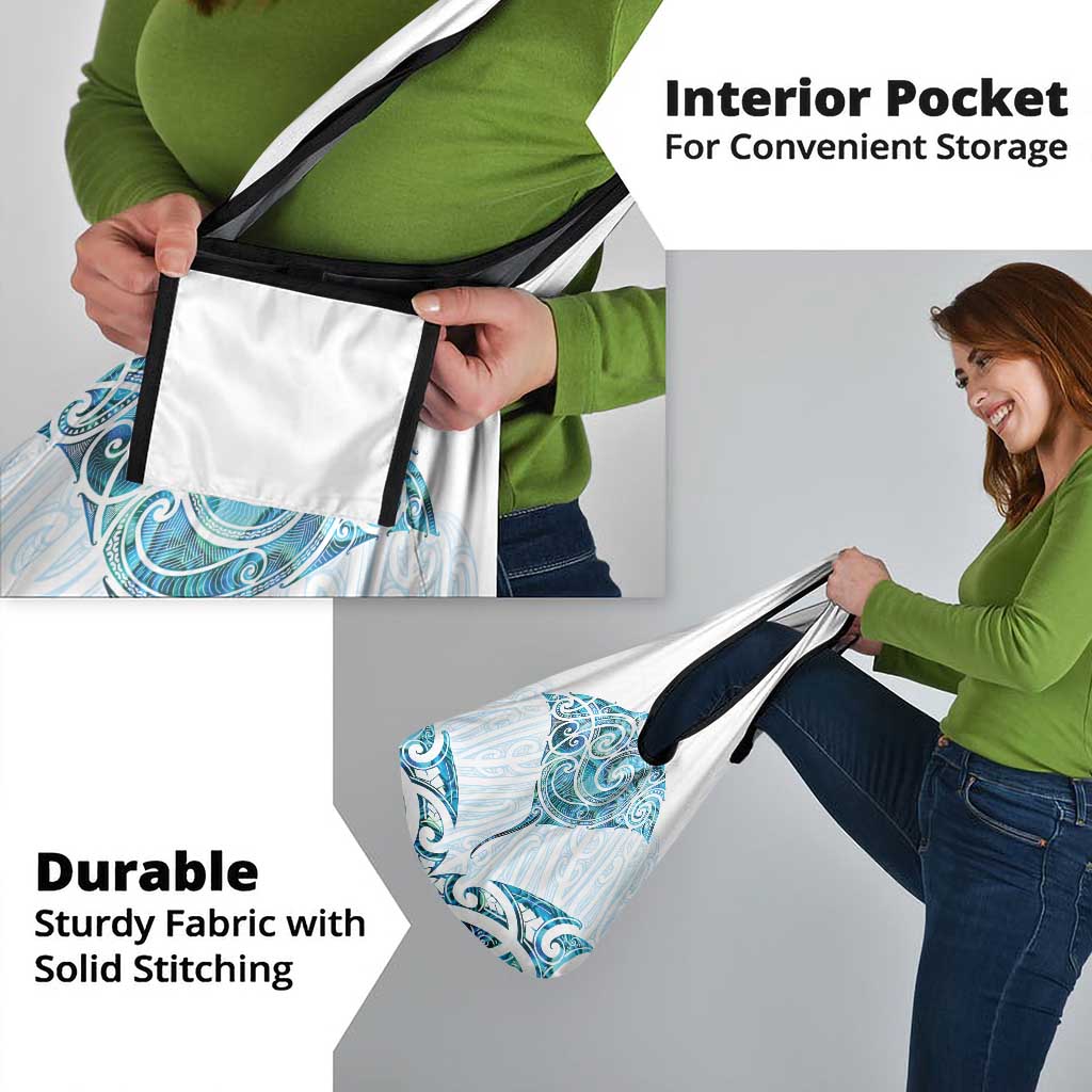 New Zealand Manta Ray Tattoo Grocery Bag Aotearoa Maori Haehae Paua Shell - Polynesian Pride