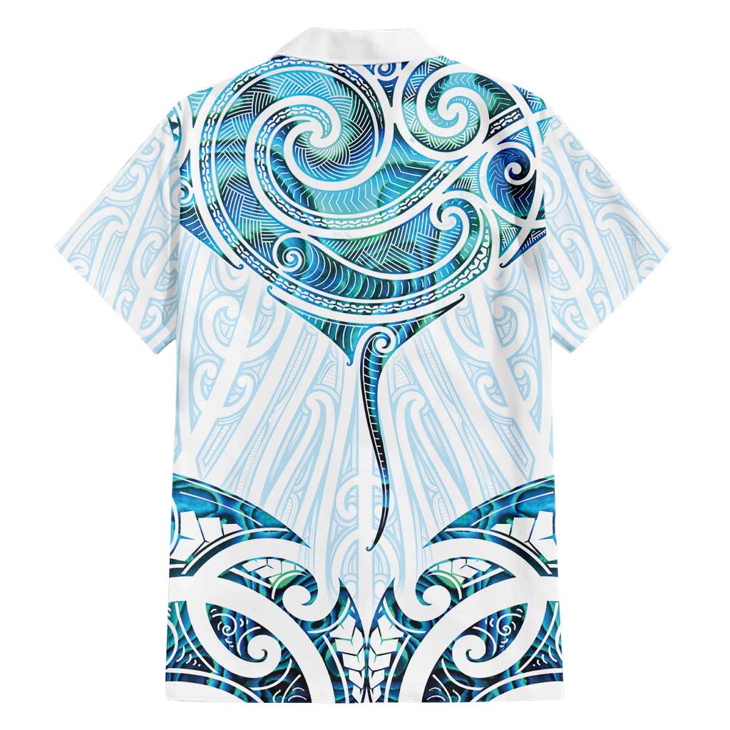 New Zealand Manta Ray Tattoo Hawaiian Shirt Aotearoa Maori Haehae Paua Shell - Polynesian Pride