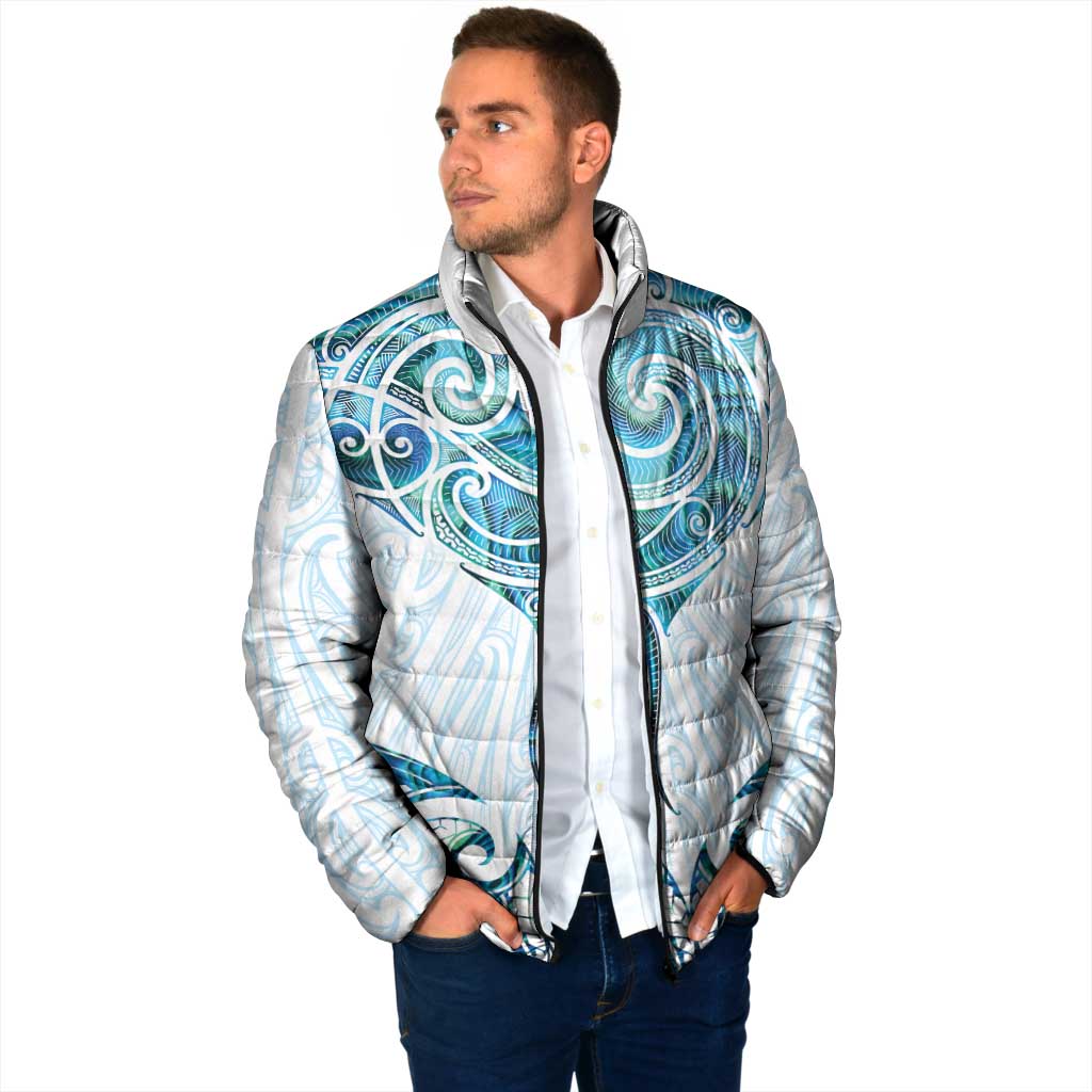 New Zealand Manta Ray Tattoo Padded Jacket Aotearoa Maori Haehae Paua Shell - Polynesian Pride