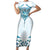 New Zealand Manta Ray Tattoo Short Sleeve Bodycon Dress Aotearoa Maori Haehae Paua Shell - Polynesian Pride