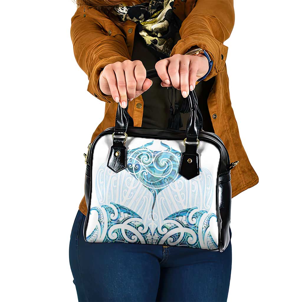 New Zealand Manta Ray Tattoo Shoulder Handbag Aotearoa Maori Haehae Paua Shell - Polynesian Pride