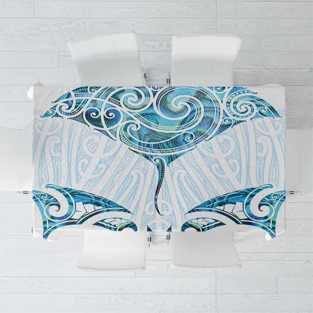 New Zealand Manta Ray Tattoo Tablecloth Aotearoa Maori Haehae Paua Shell - Polynesian Pride