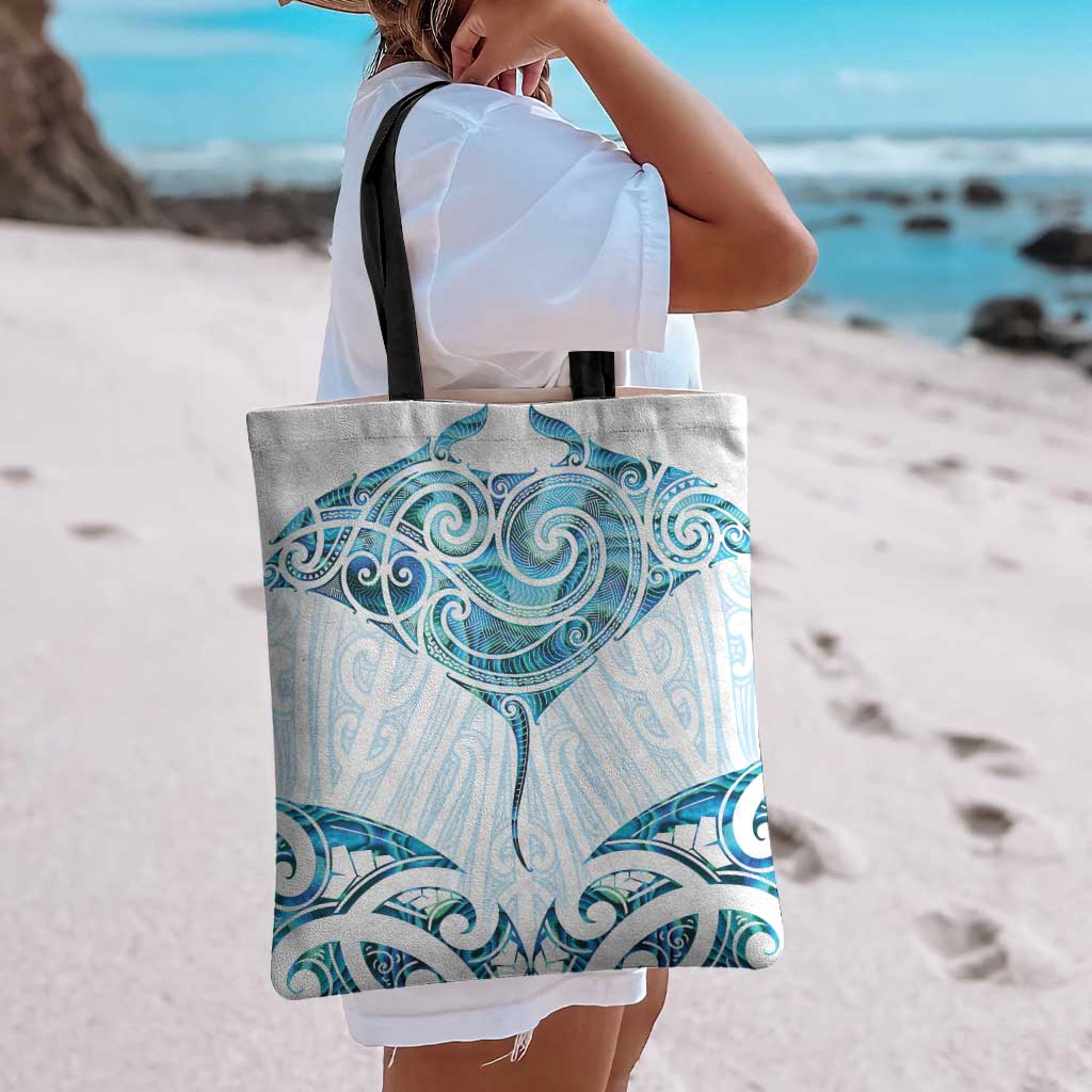 New Zealand Manta Ray Tattoo Tote Bag Aotearoa Maori Haehae Paua Shell - Polynesian Pride