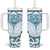New Zealand Manta Ray Tattoo Tumbler With Handle Aotearoa Maori Haehae Paua Shell - Polynesian Pride