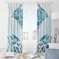 New Zealand Manta Ray Tattoo Window Curtain Aotearoa Maori Haehae Paua Shell - Polynesian Pride