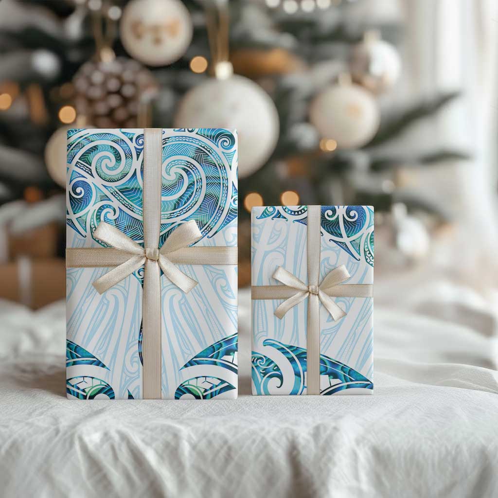 New Zealand Manta Ray Tattoo Wrapping Paper Aotearoa Maori Haehae Paua Shell - Polynesian Pride