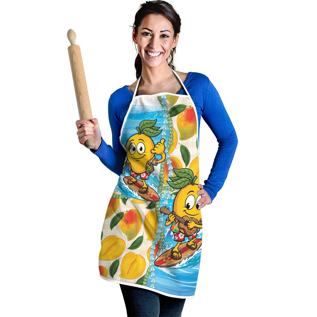 Aloha Hawaii Summer Apron Hawaiian Lei Surfing Mango Palaka Motifs
