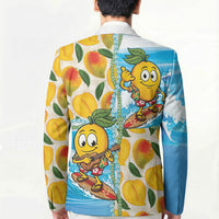 Aloha Hawaii Summer Blazer Hawaiian Lei Surfing Mango Palaka Motifs