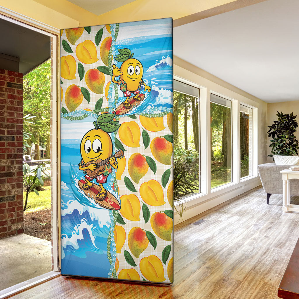Aloha Hawaii Summer Door Cover Hawaiian Lei Surfing Mango Palaka Motifs