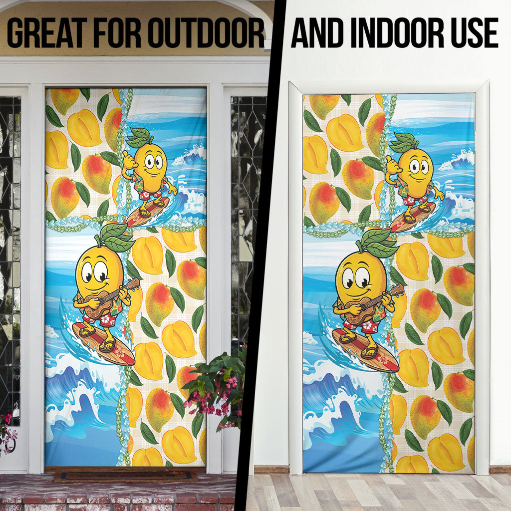 Aloha Hawaii Summer Door Cover Hawaiian Lei Surfing Mango Palaka Motifs