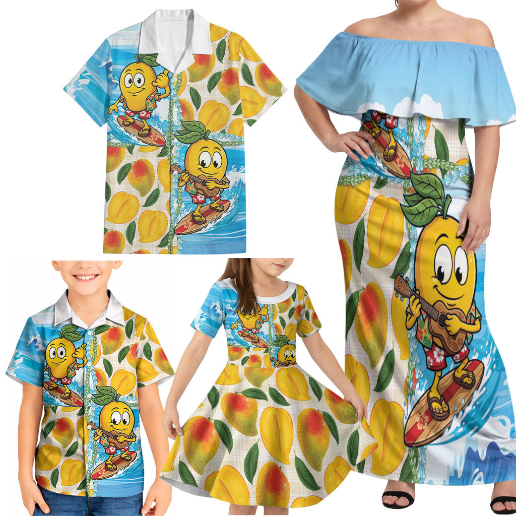 Aloha Hawaii Summer Family Matching Off Shoulder Maxi Dress and Hawaiian Shirt Hawaiian Lei Surfing Mango Palaka Motifs LT14 - Polynesian Pride