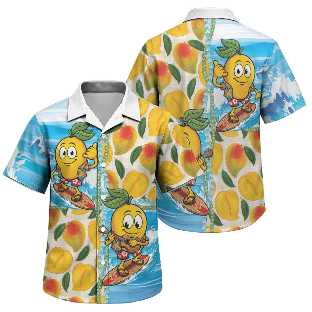 Aloha Hawaii Summer Family Matching Off Shoulder Short Dress and Hawaiian Shirt Hawaiian Lei Surfing Mango Palaka Motifs