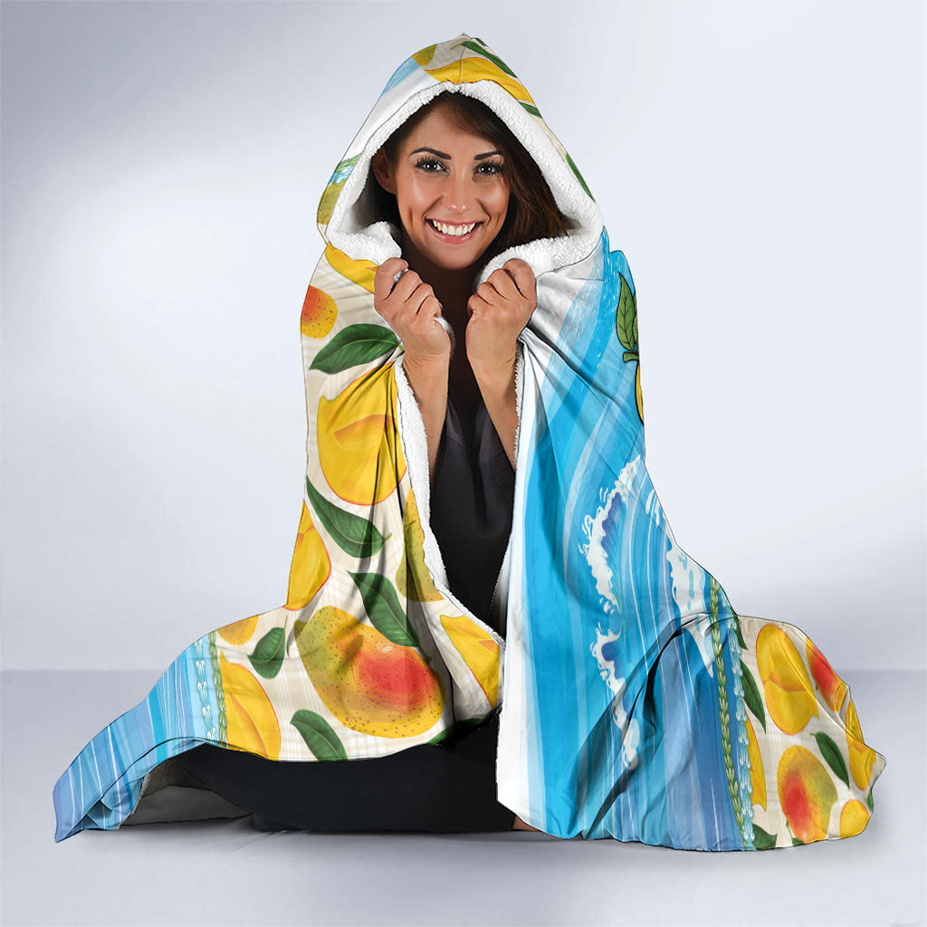 Aloha Hawaii Summer Hooded Blanket Hawaiian Lei Surfing Mango Palaka Motifs