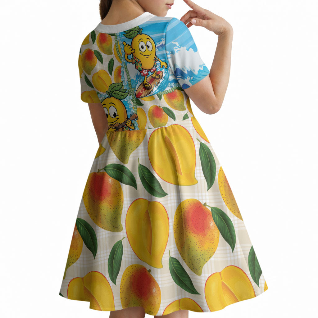 Aloha Hawaii Summer Kid Short Sleeve Dress Hawaiian Lei Surfing Mango Palaka Motifs