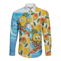 Aloha Hawaii Summer Long Sleeve Button Shirt Hawaiian Lei Surfing Mango Palaka Motifs
