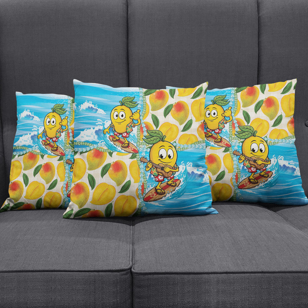 Aloha Hawaii Summer Pillow Cover Hawaiian Lei Surfing Mango Palaka Motifs
