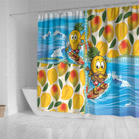 Aloha Hawaii Summer Shower Curtain Hawaiian Lei Surfing Mango Palaka Motifs