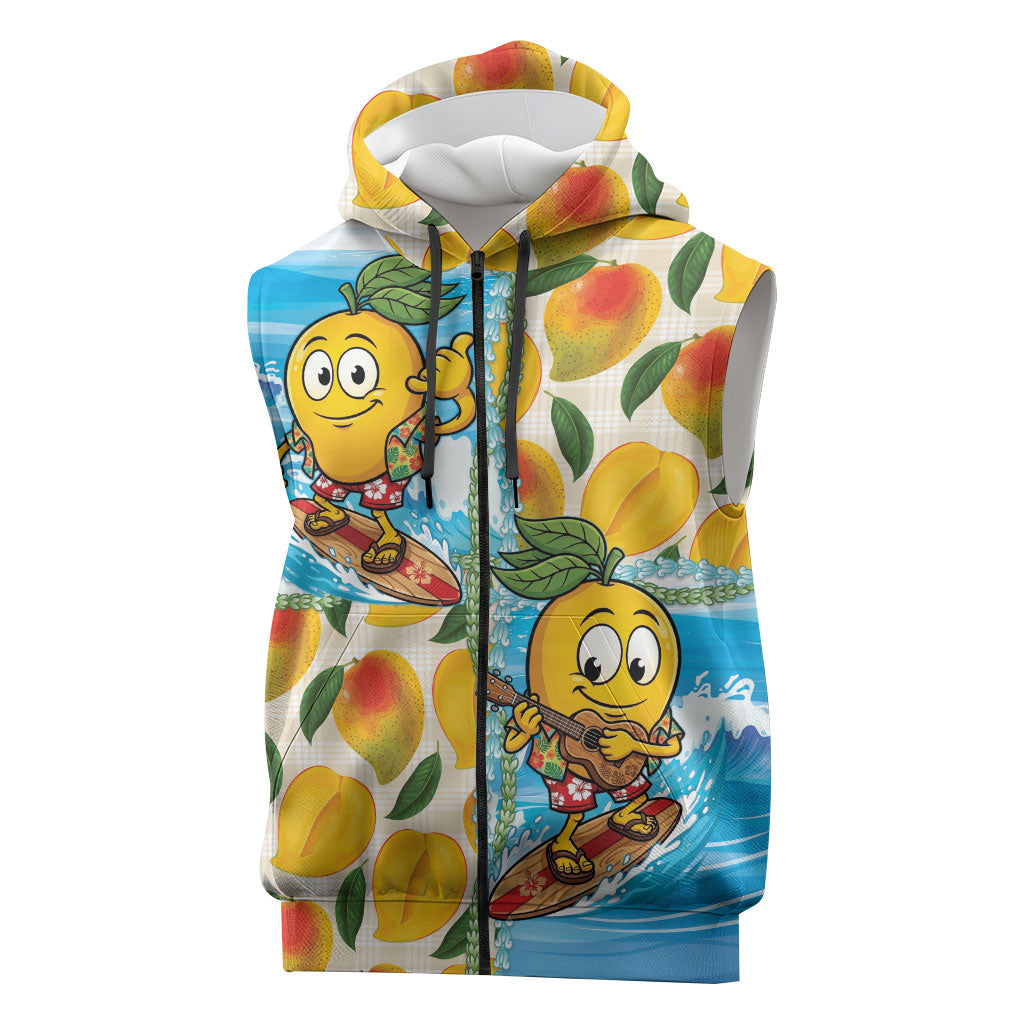 Aloha Hawaii Summer Sleeveless Zip Hoodie Hawaiian Lei Surfing Mango Palaka Motifs